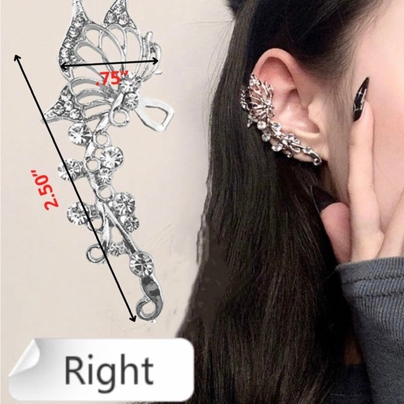 Butterfly  Ear Cuff Butterfly Ear Jewelry Cuff Earring Womens Earring - Picture 4 of 4